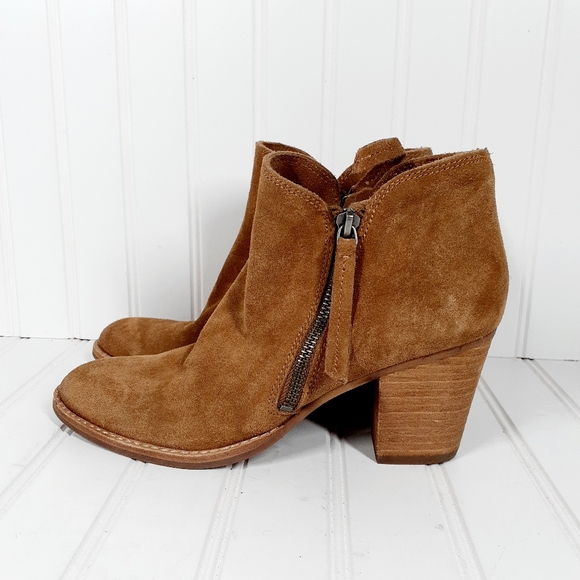 DOLCE VITA Janele Twin-zip Classic Suede Leather Bootie In Camel C501 - Picture 4 of 13